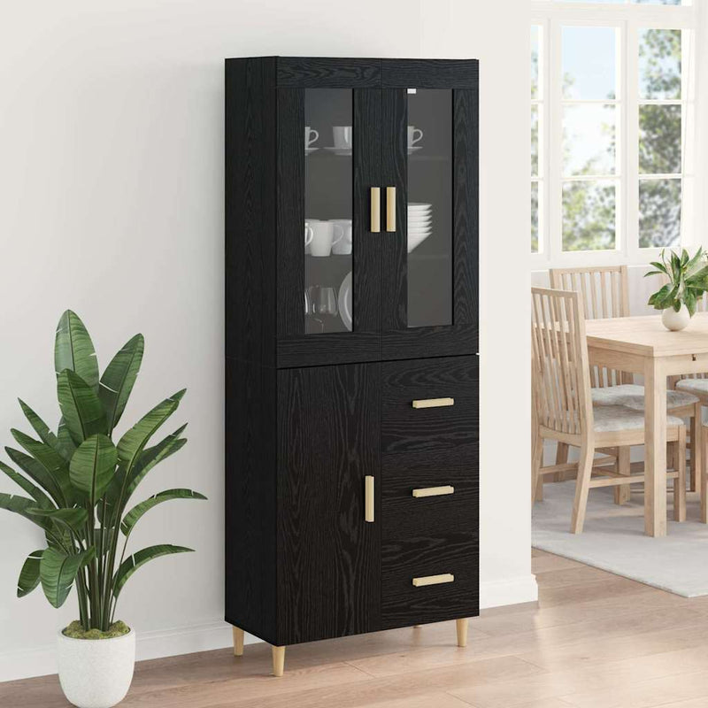 Bufet Stejar Negru 34,5 x 34 x 180 cm Lemn prelucrat