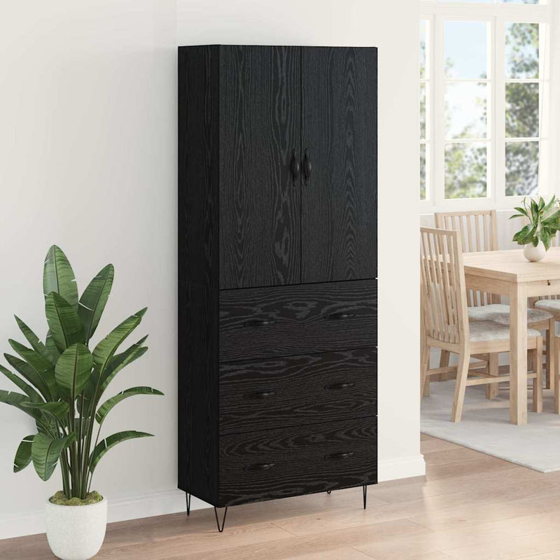 Bufet 2 buc. Stejar Negru 69,5 x 34 x 180 cm Lemn prelucrat