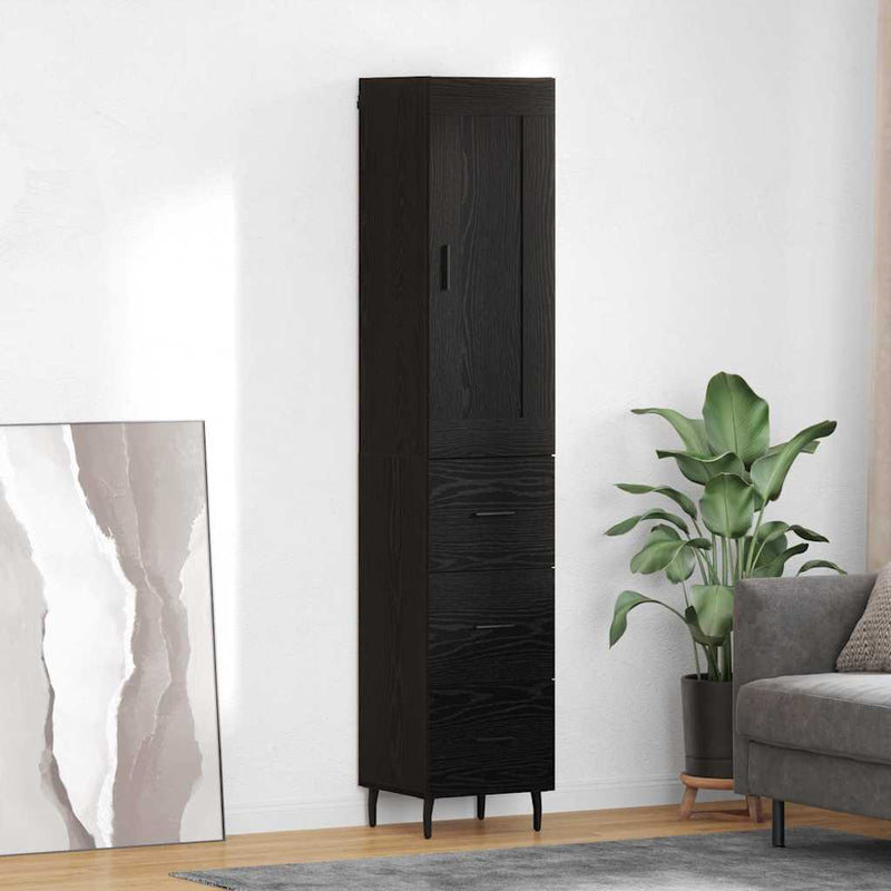 Bufet Stejar Negru 34,5 x 34 x 180 cm Lemn prelucrat