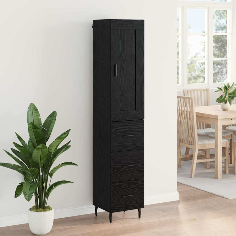 Bufet Stejar Negru 34,5 x 34 x 180 cm Lemn prelucrat