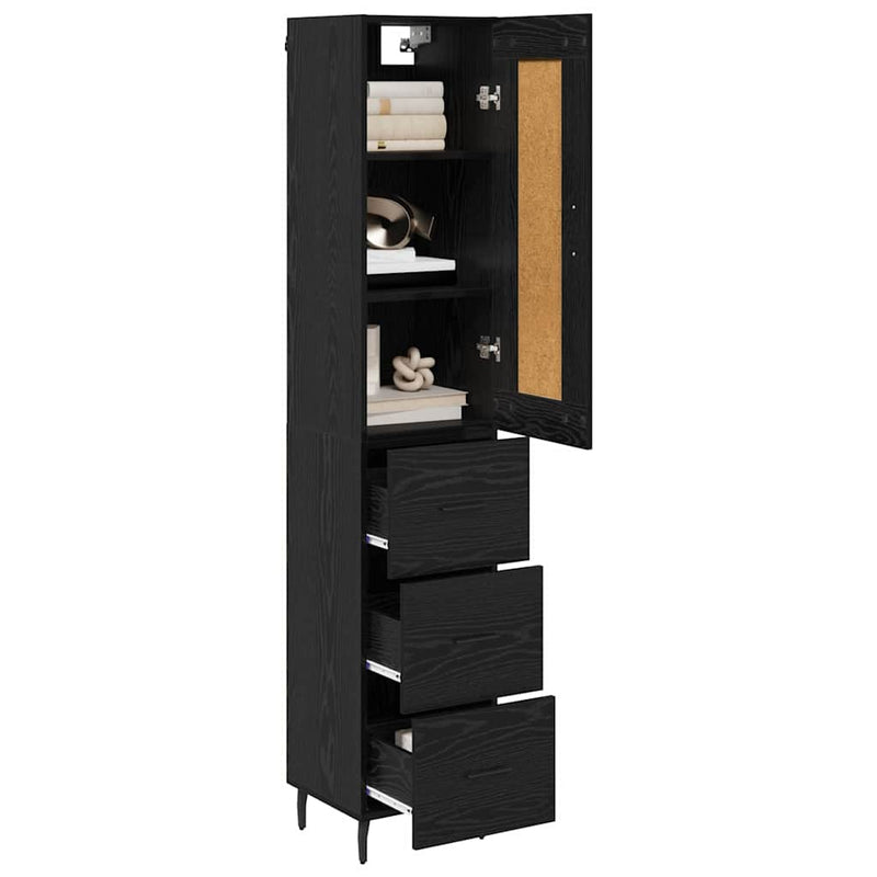 Bufet Stejar Negru 34,5 x 34 x 180 cm Lemn prelucrat