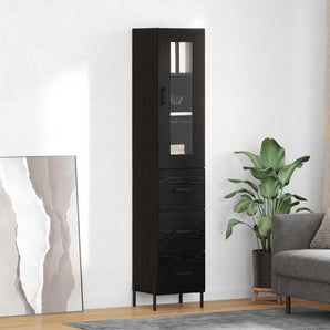 Bufet Stejar Negru 34,5 x 34 x 180 cm Lemn prelucrat