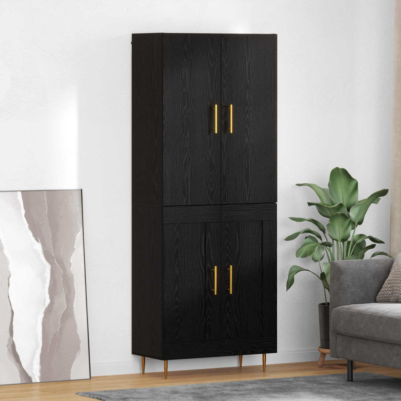 Bufet Stejar Negru 69,5 x 34 x 180 cm Lemn prelucrat