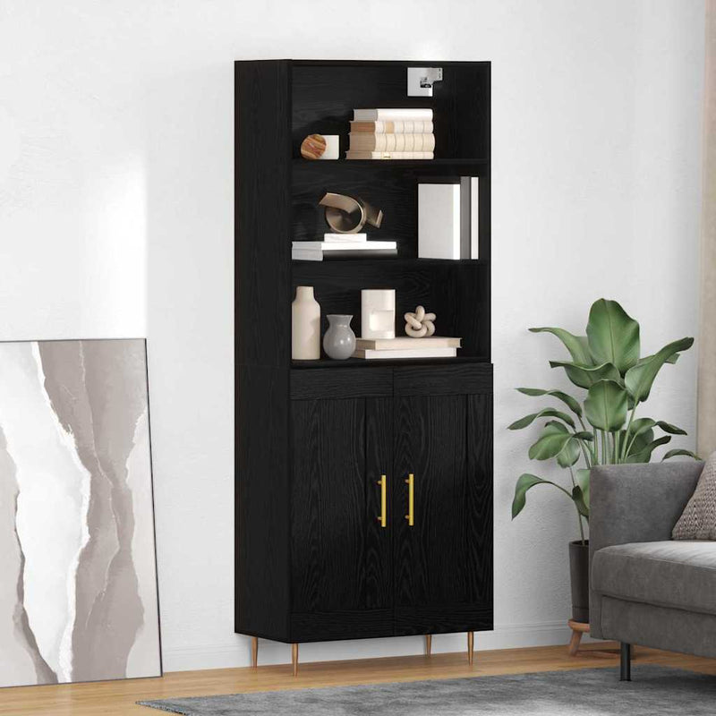Bufet Stejar Negru 69,5 x 34 x 180 cm Lemn prelucrat