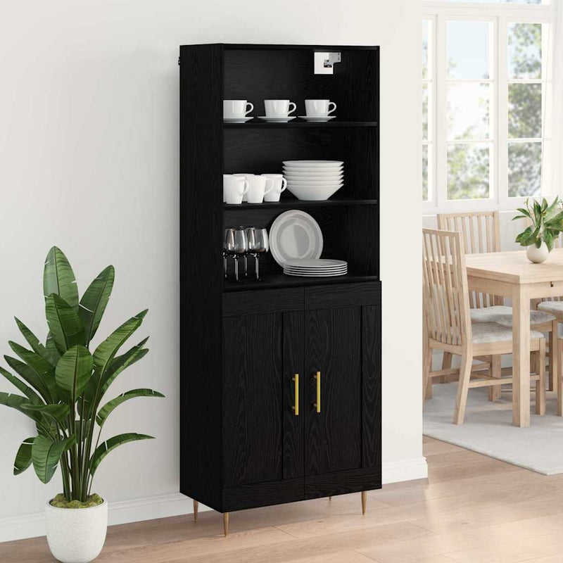 Bufet Stejar Negru 69,5 x 34 x 180 cm Lemn prelucrat