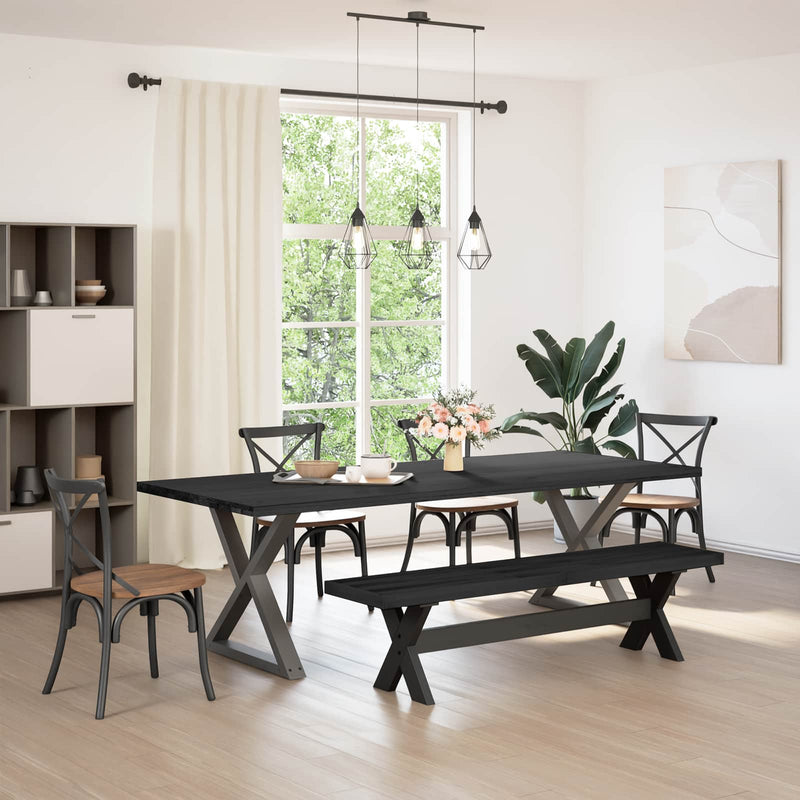 Bancă de Dining NOAIN 160 x 41 x 45 cm Lemn masiv de pin Negru