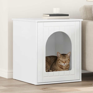 Casa pentru pisici Alb Lucios 53 x 52 x 62 cm Lemn prelucrat
