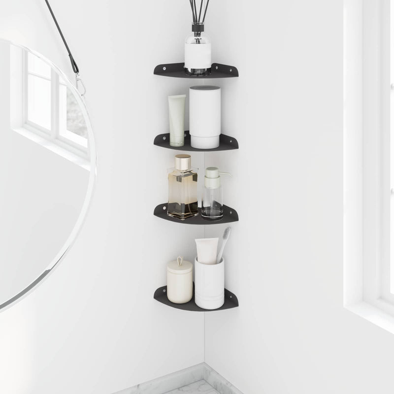 Raft Suspendat pentru Colț 4 buc. Negru 15 x 15 x 2 cm