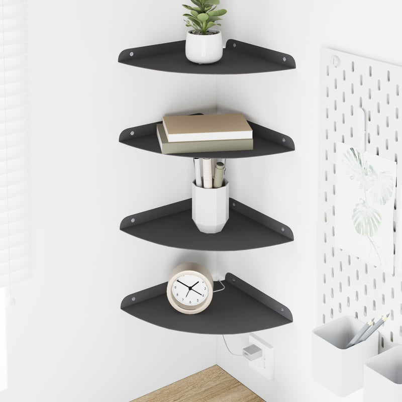 Raft Suspendat pentru Colț 4 buc. Negru 24 x 24 x 2 cm