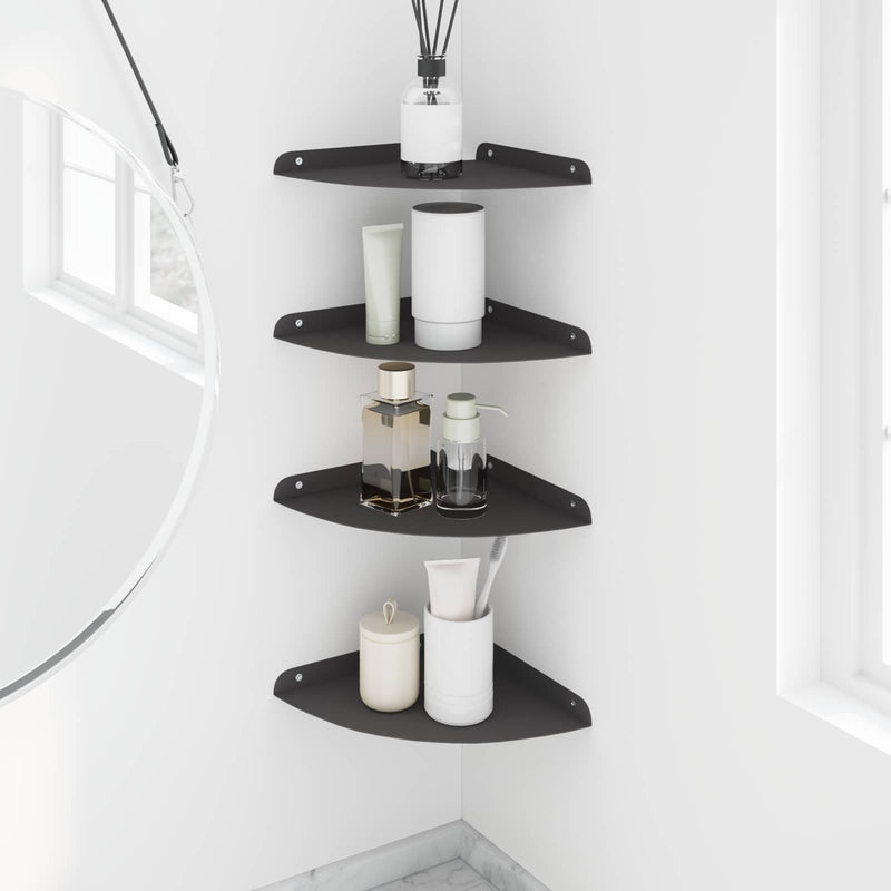 Raft Suspendat pentru Colț 4 buc. Negru 24 x 24 x 2 cm