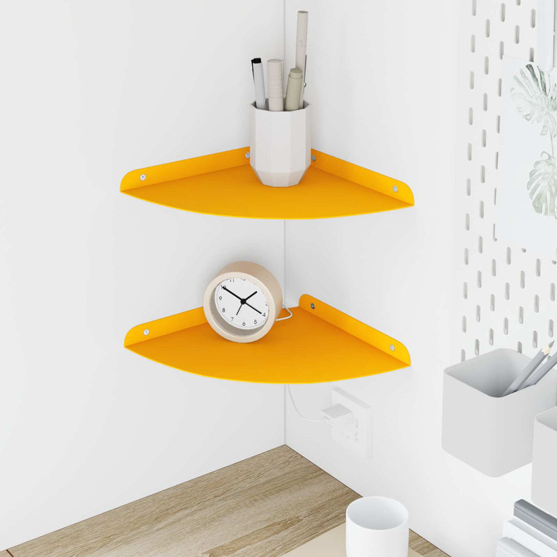 Raft Suspendat pentru Colț 2 buc. Galben muștar 24 x 24 x 2 cm