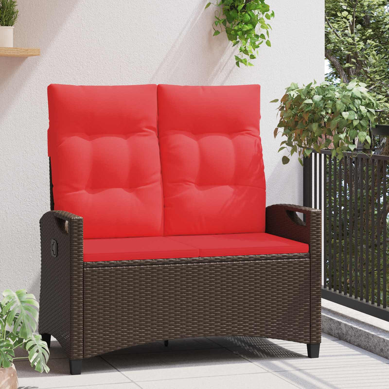 Bancă de grădină cu pernă Maro și roșu 105 x 60 x 112 cm
