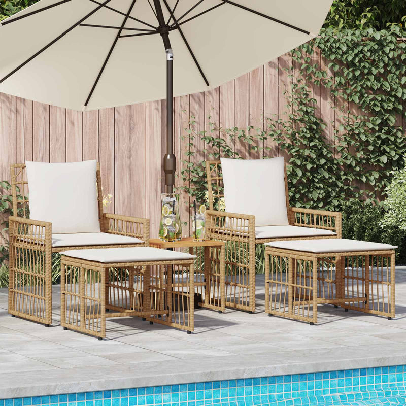 Set de Mobilier pentru Exterior 5 buc. Alb Natural și Crem