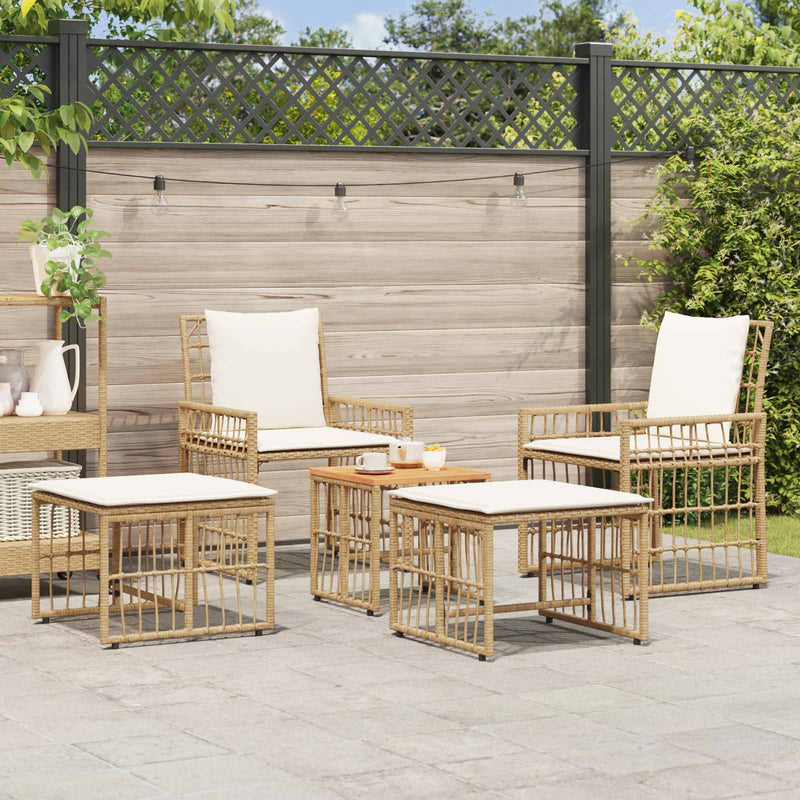 Set de Mobilier pentru Exterior 5 buc. Alb Natural și Crem