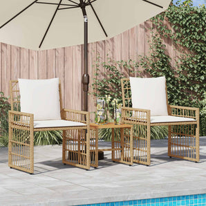 Set de Mobilier pentru Exterior 3 buc. Alb Natural și Crem