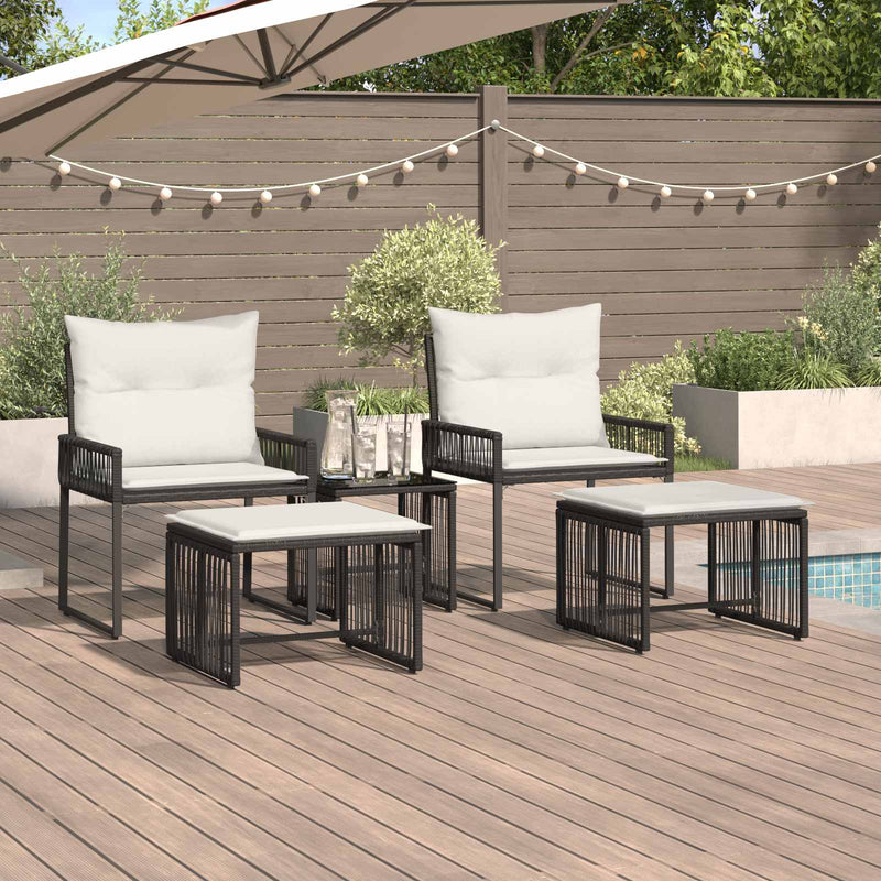 Set de Mobilier pentru Exterior 11 buc. Negru și Alb crem