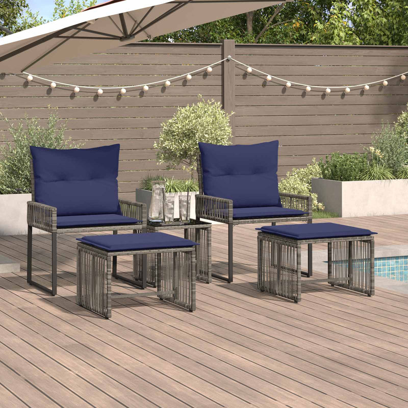 Set de Mobilier pentru Exterior 11 buc. Gri și albastru marin