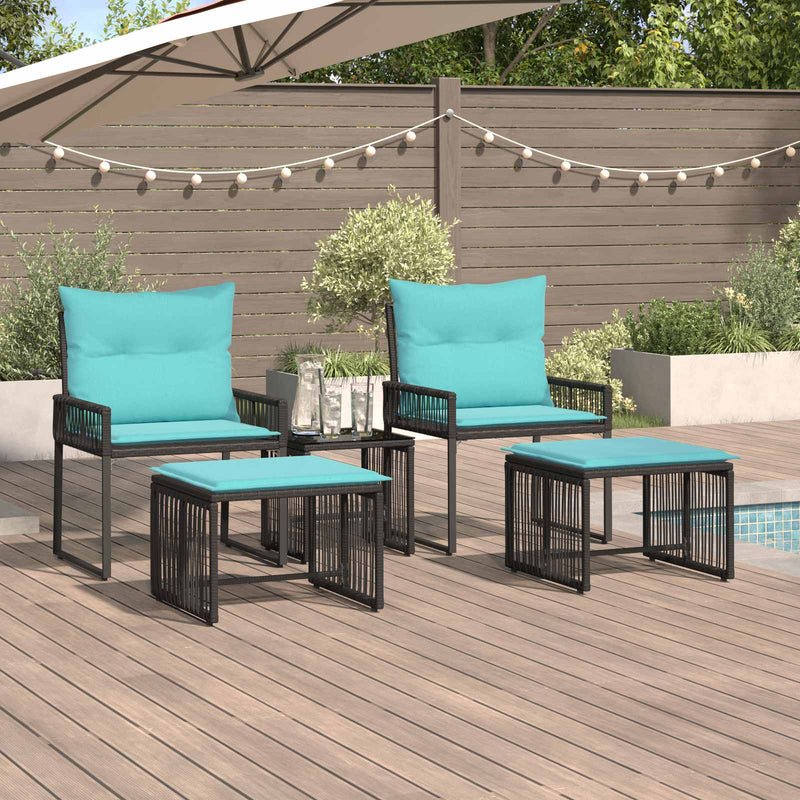 Set de Mobilier pentru Exterior 11 buc. Negru și Turcoaz