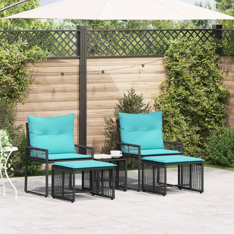 Set de Mobilier pentru Exterior 11 buc. Negru și Turcoaz