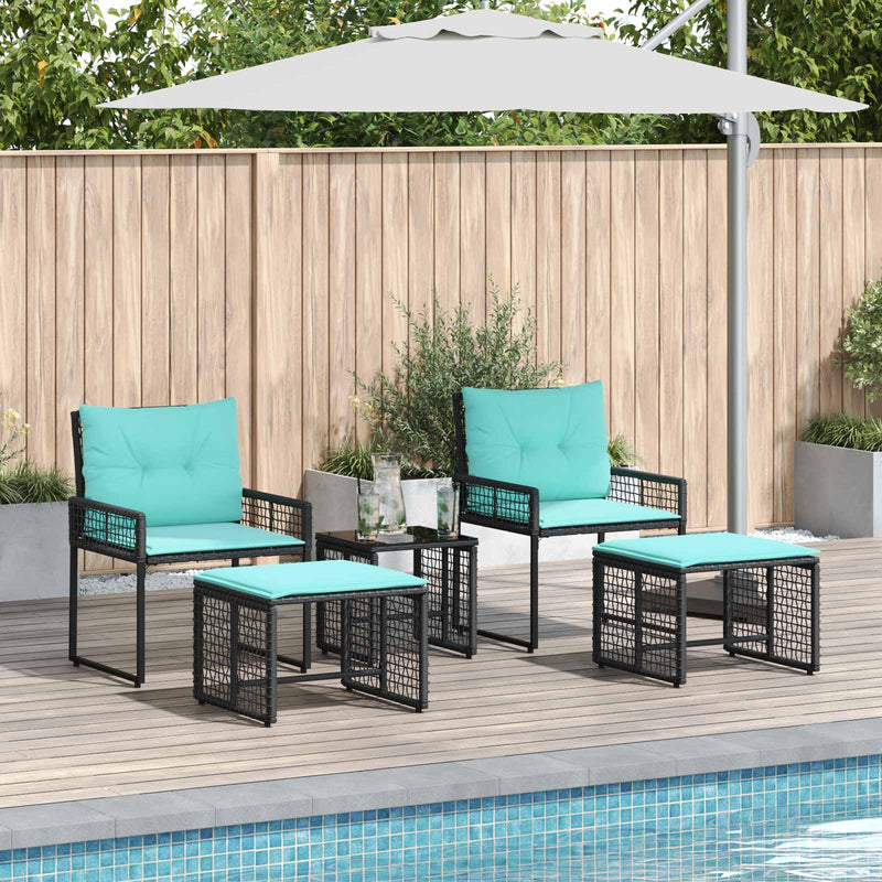 Set de Mobilier pentru Exterior 5 buc. Negru și Turcoaz