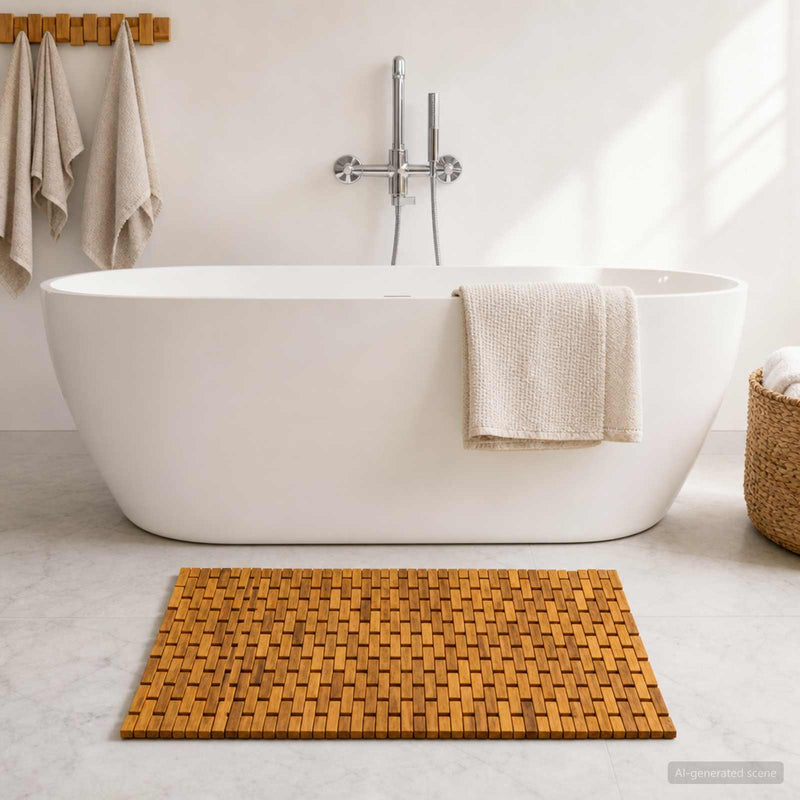 Covorașe de baie natural 65 x 100 cm Lemn Solid de Acacia