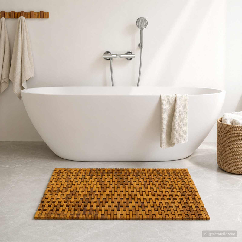 Covorașe de baie natural 85 x 120 cm Lemn Solid de Acacia
