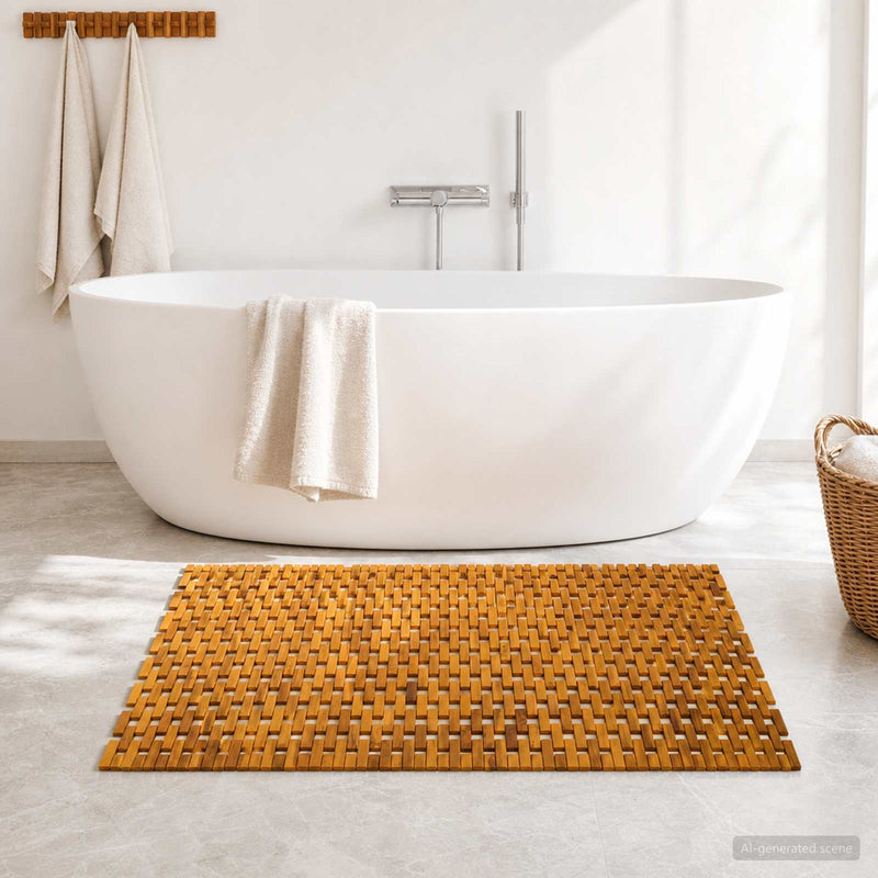 Covorașe de baie natural 95 x 140 cm Lemn Solid de Acacia