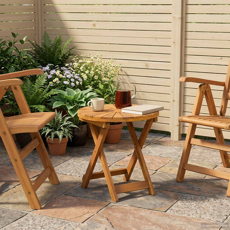Masă de bistro natural Ø45 x 45 cm Lemn Solid de Acacia
