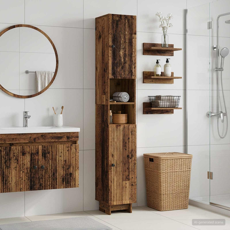 Cabinet de Baie cu Raft Deschis EDE Lemn vechi 30 x 31 x 190 cm