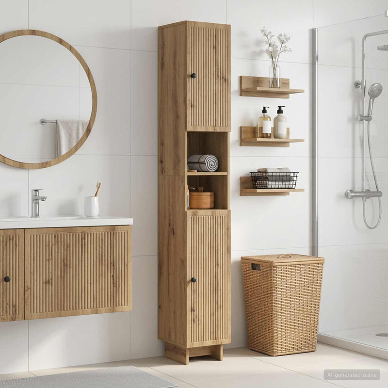 Cabinet de Baie cu Raft Deschis EDE Stejar Artizanal