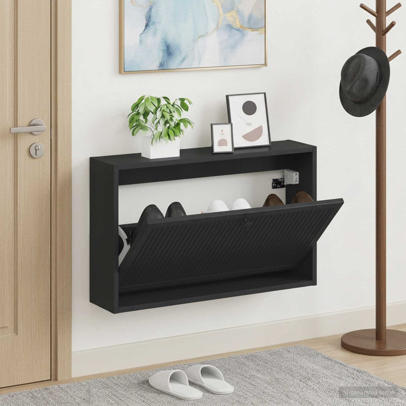 Dulap pentru pantofi montat pe perete EDE 71 x 17 x 43 cm Negru