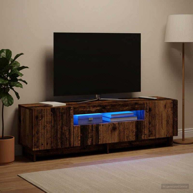 Cabinet TV cu LED Lemn vechi Lemn prelucrat
