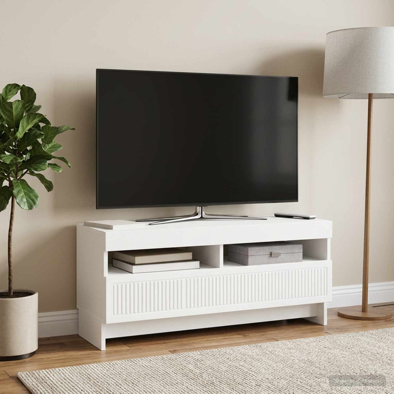 Cabinet TV cu LED Alb Lemn prelucrat