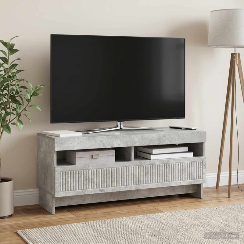 Cabinet TV cu LED Gri Beton Lemn prelucrat