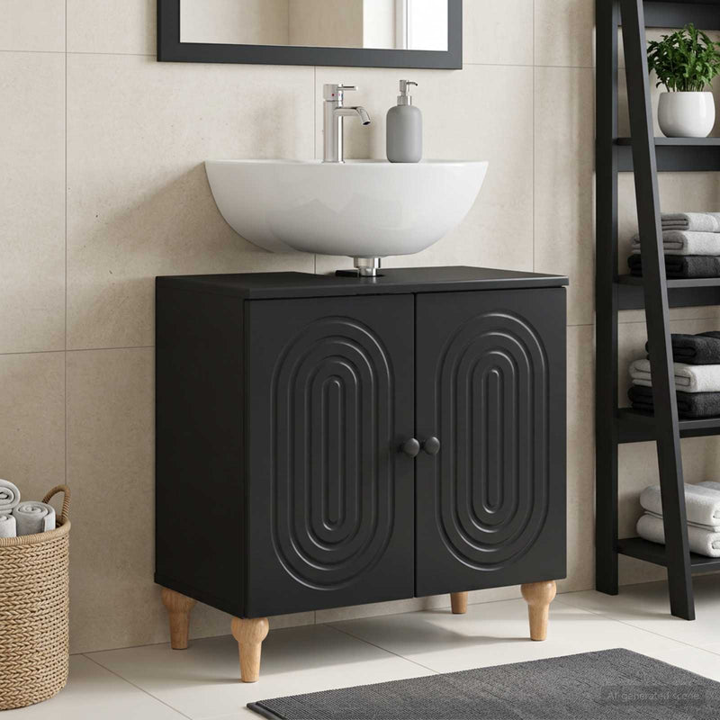 Dulap pentru Chiuveta de Baie ALKMAAR Negru 59,5 x 31,5 x 59 cm