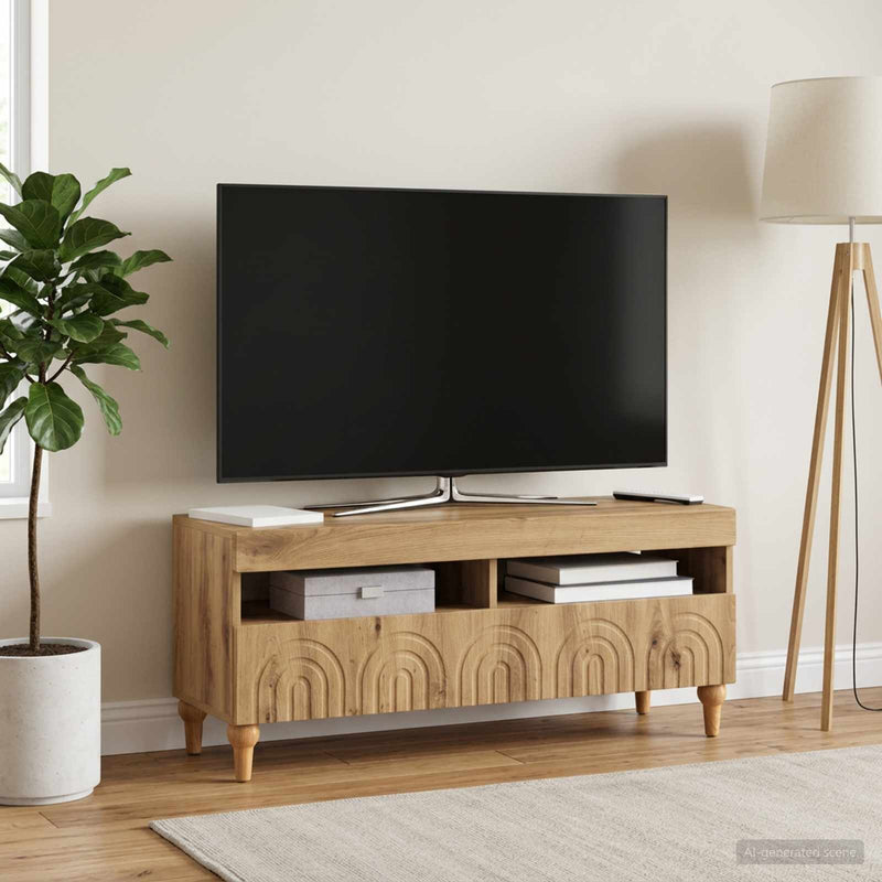 Cabinet TV cu LED Stejar Artizanal Lemn prelucrat