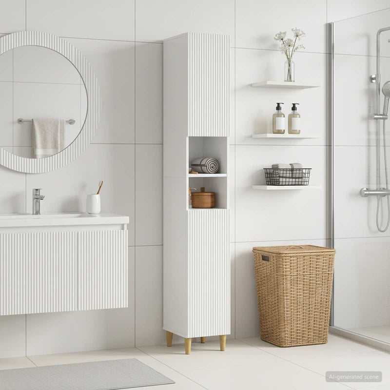 Cabinet de Baie cu Raft Deschis ARNHEM Alb foarte lucios