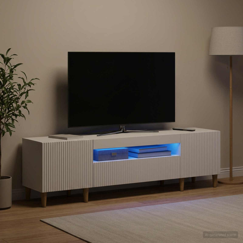 Cabinet TV cu LED Alb Lemn prelucrat