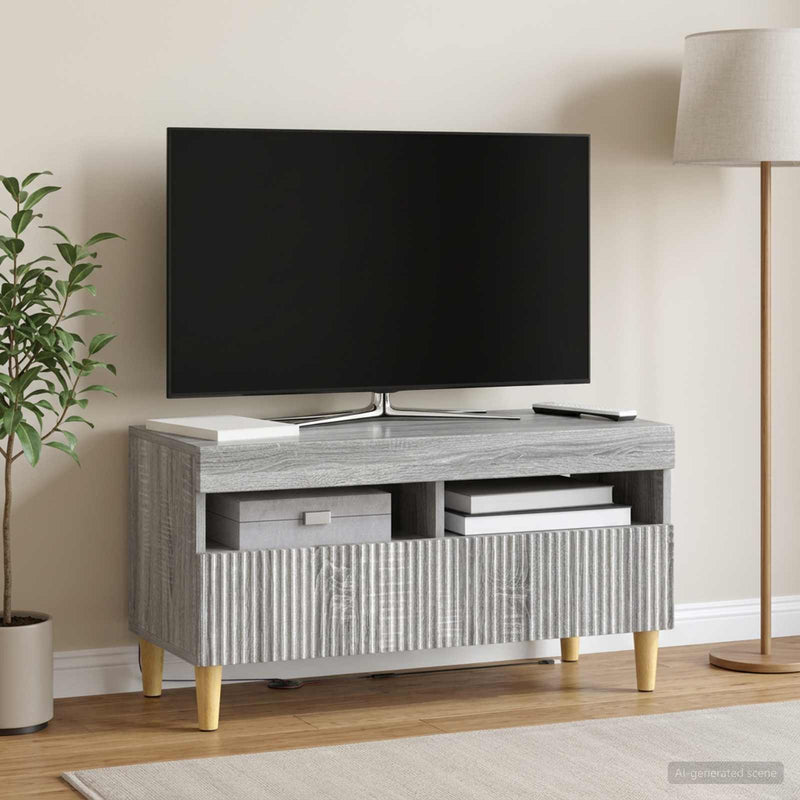 Cabinet TV cu LED Sonoma gri Lemn prelucrat