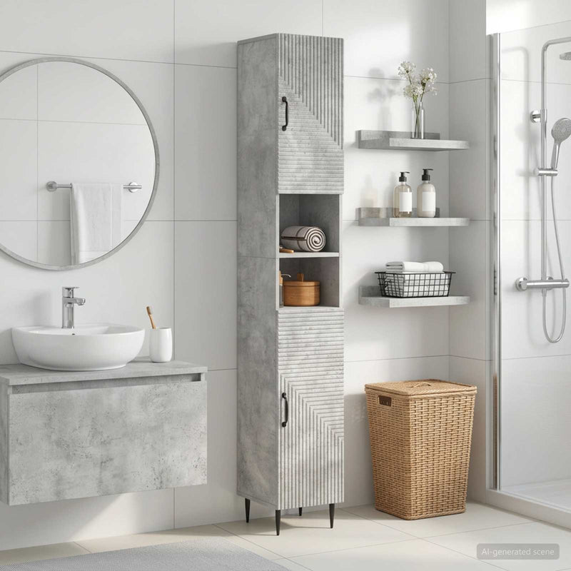 Cabinet de Baie cu Raft Deschis HAARLEM Gri Beton