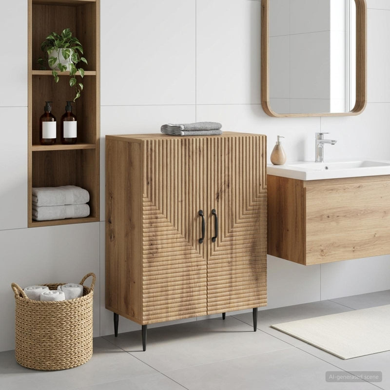Dulap de Depozitare pentru Baie HAARLEM Stejar Artizanal