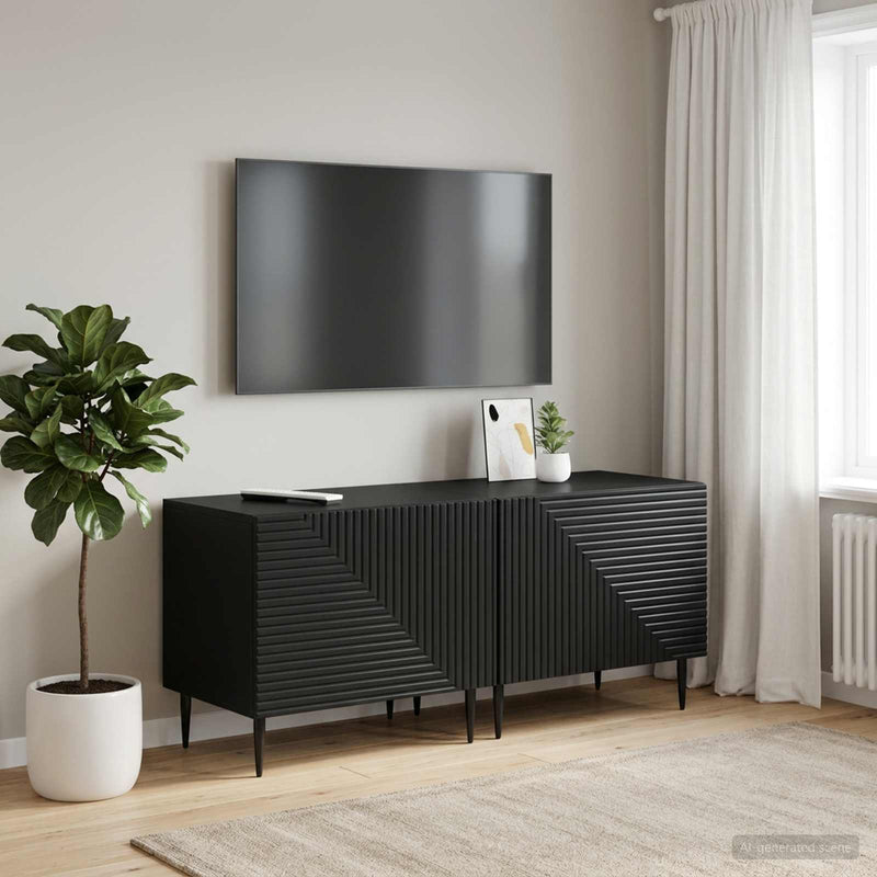 Cabinet TV Negru Lemn prelucrat