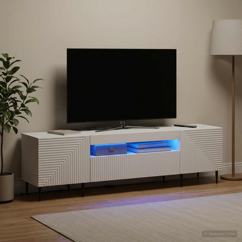 Cabinet TV cu LED Alb Lemn prelucrat