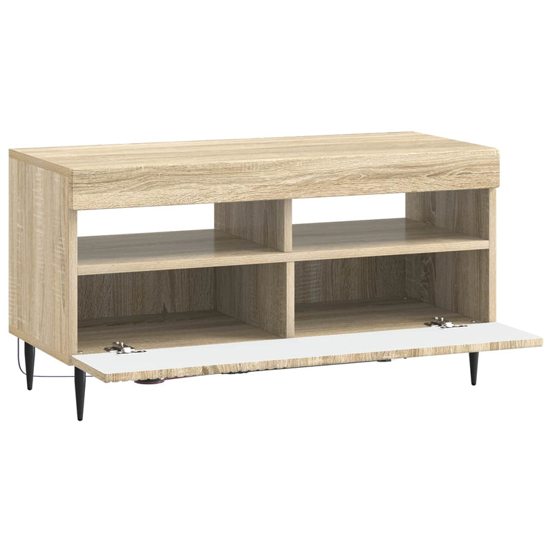 Cabinet TV cu LED Stejar Sonoma Lemn prelucrat