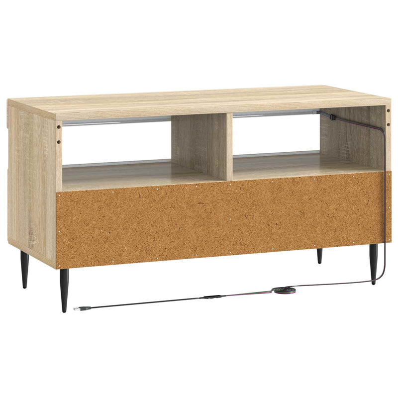 Cabinet TV cu LED Stejar Sonoma Lemn prelucrat