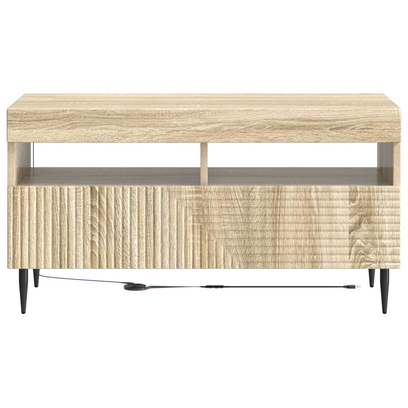 Cabinet TV cu LED Stejar Sonoma Lemn prelucrat