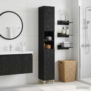 Cabinet de Baie cu Raft Deschis DELFT Negru 30 x 31 x 190 cm