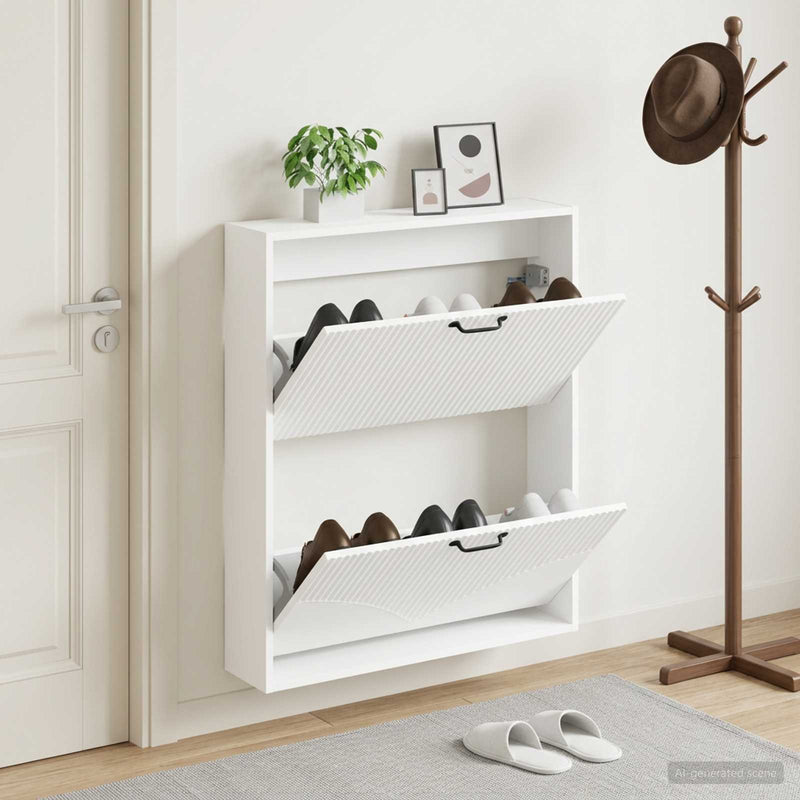 Dulap pentru pantofi montat pe perete HOORN 71 x 17 x 86 cm Alb