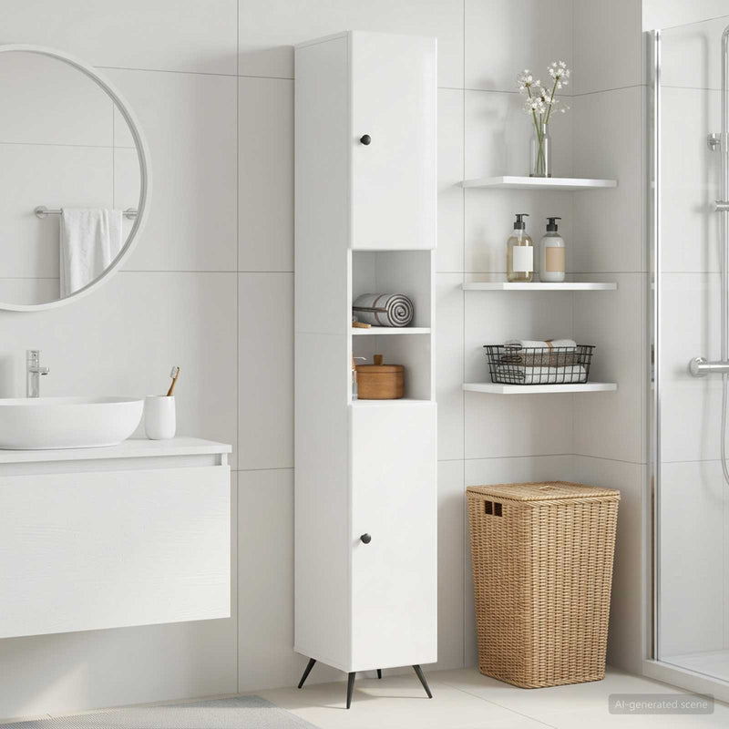 Cabinet de Baie cu Raft Deschis BREDA Alb foarte lucios