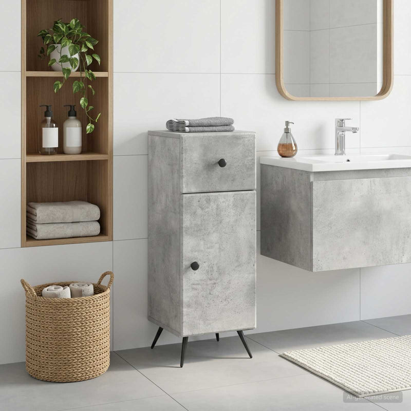 Dulap de Depozitare pentru Baie BREDA Gri Beton 30 x 31 x 80 cm